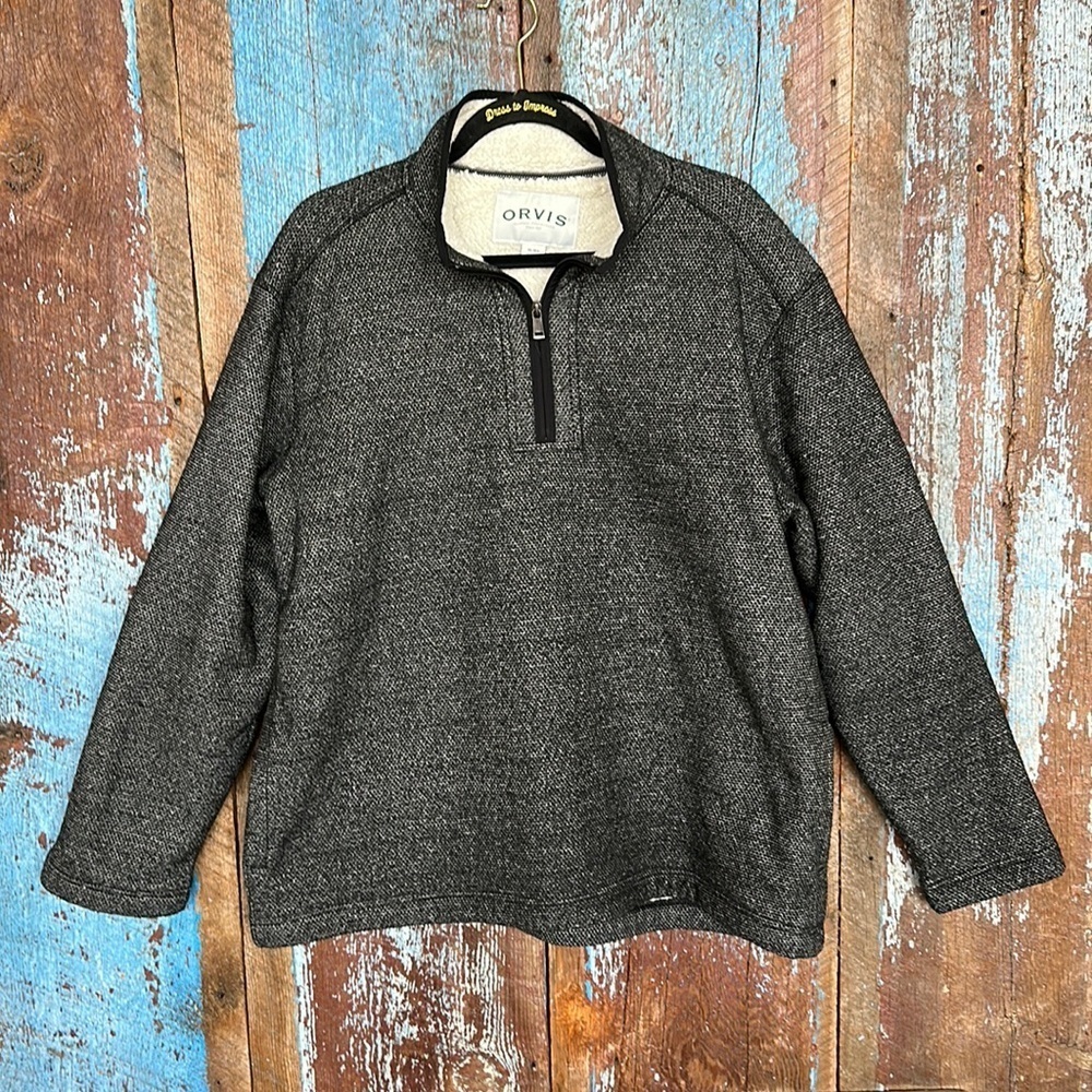 ORVIS Pullover Sherpa Lined Jacket Men's Size XL